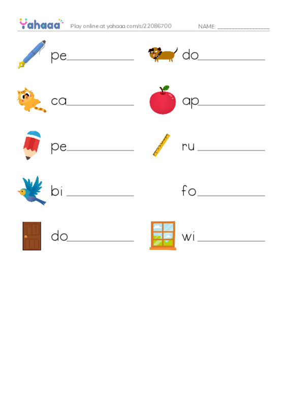 Write the word rows worksheet for FF1 Unit 1 Lesson 1