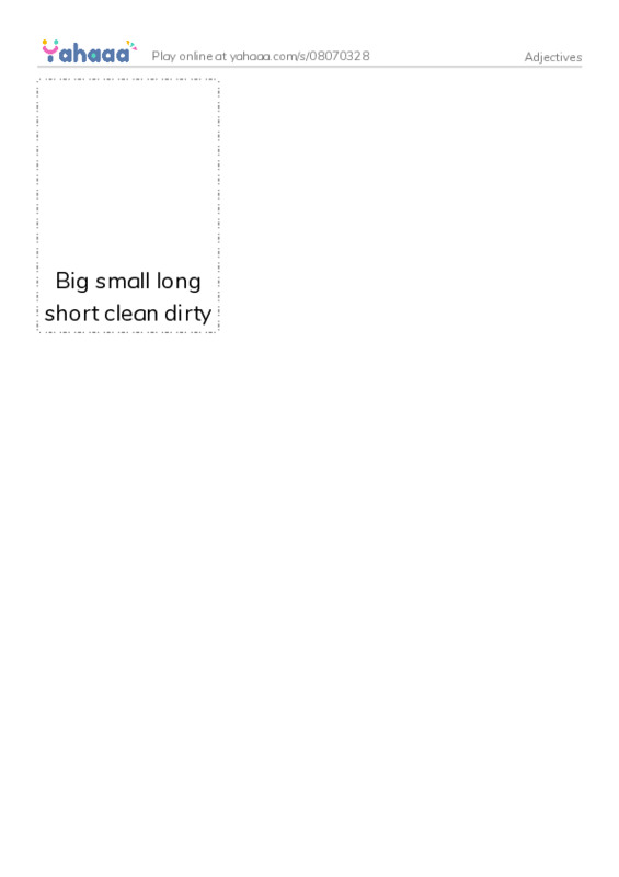 Picture flashcards worksheet for Adjectives