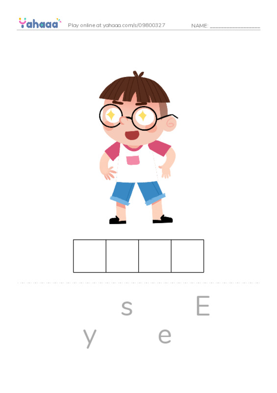 Letter scramble puzzle worksheet for Eyes, Ears, Nose and 3 more