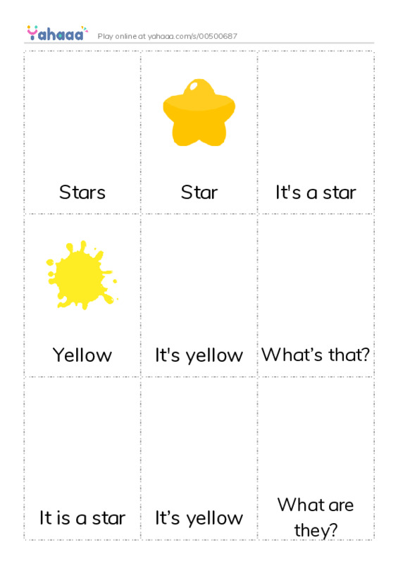 Picture flashcards worksheet for Stars, Star, It's a star and 11 more