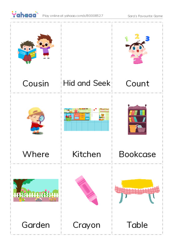 Picture flashcards worksheet for Sara's Favourite Game