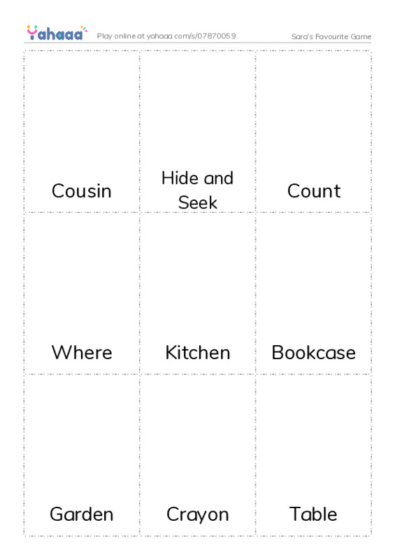 Picture flashcards worksheet for Sara's Favourite Game