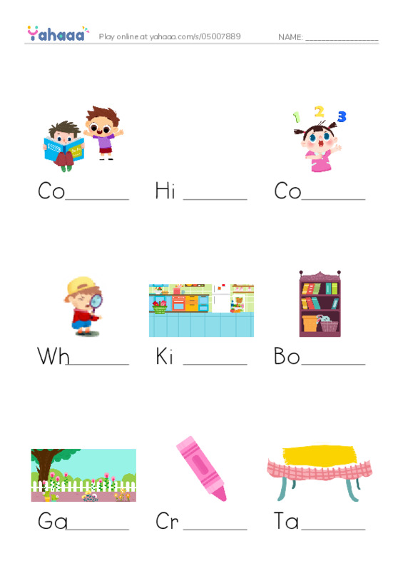 Finish the word worksheet for Sara's Favourite Game