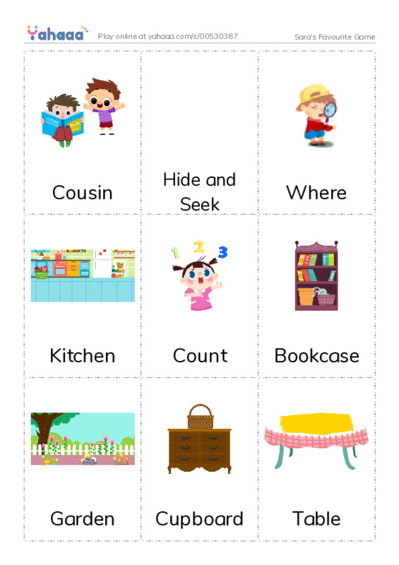 Picture flashcards worksheet for Sara's Favourite Game