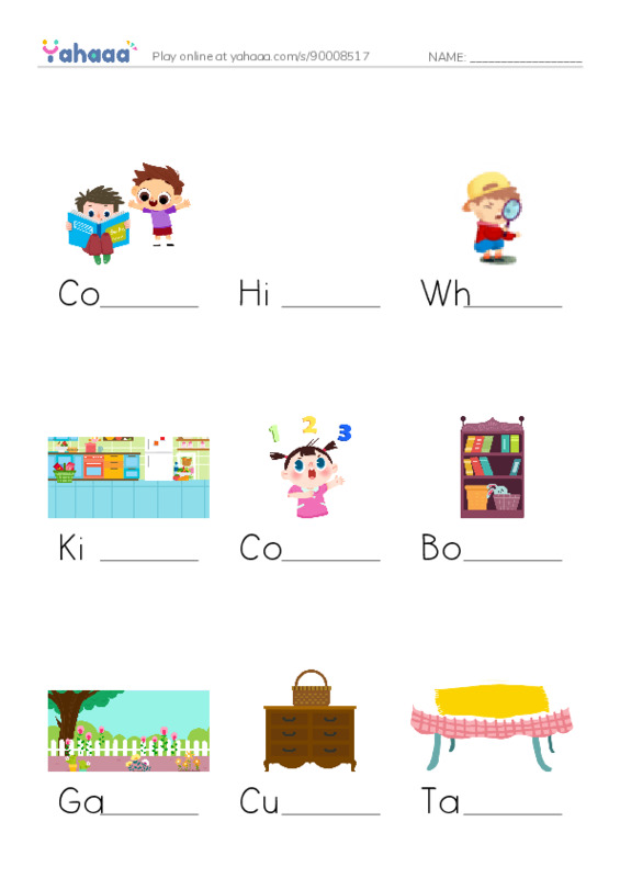 Finish the word worksheet for Sara's Favourite Game