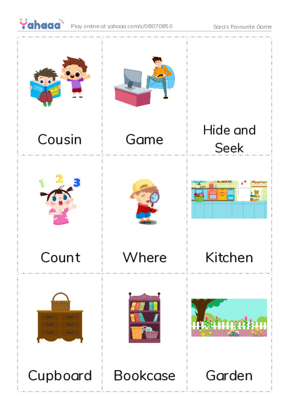 Picture flashcards worksheet for Sara's Favourite Game
