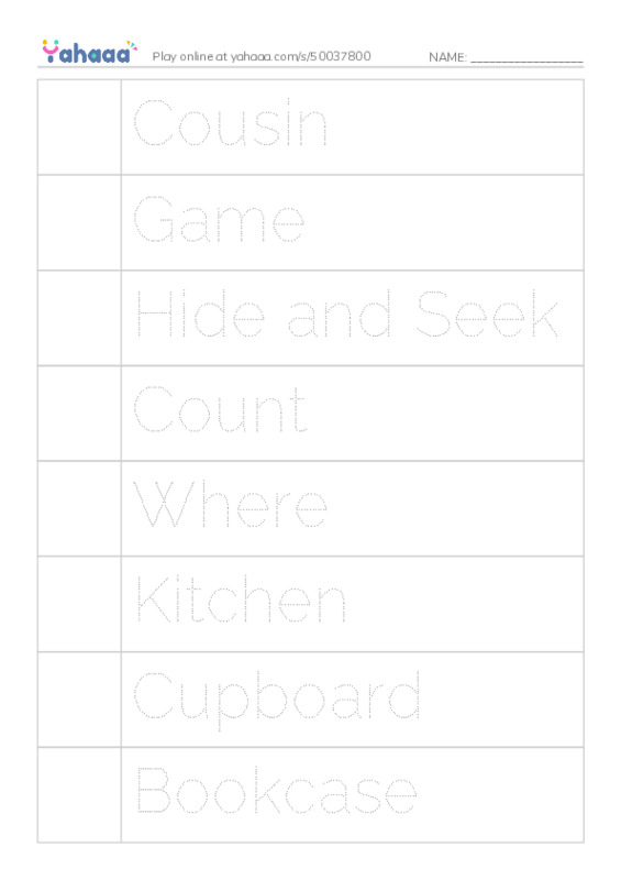 Picture and word rows worksheet for Sara's Favourite Game