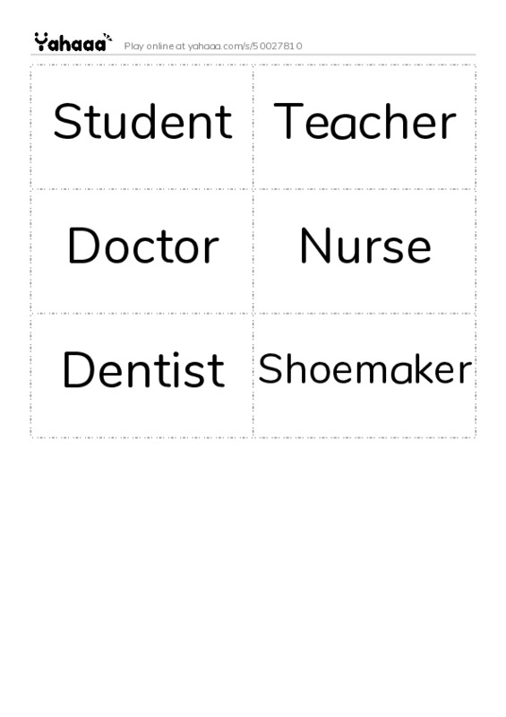 Word flashcards worksheet for Student, Teacher, Doctor and 3 more