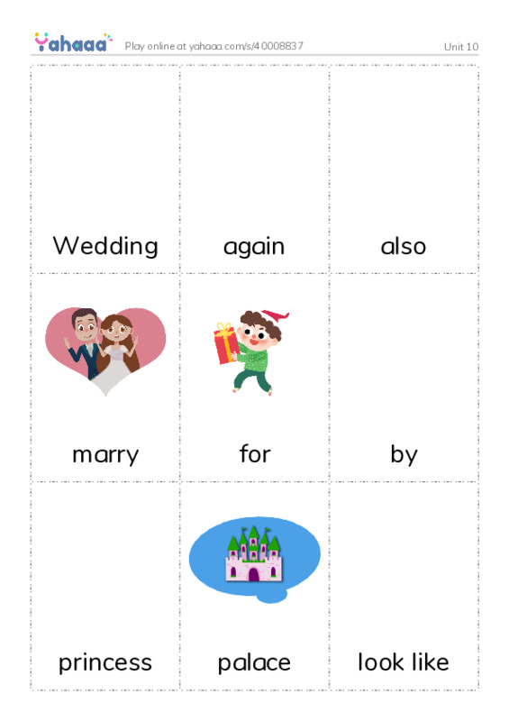 Picture flashcards worksheet for Unit 10