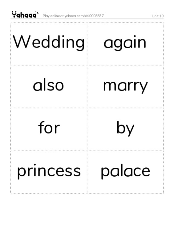 Word flashcards worksheet for Unit 10