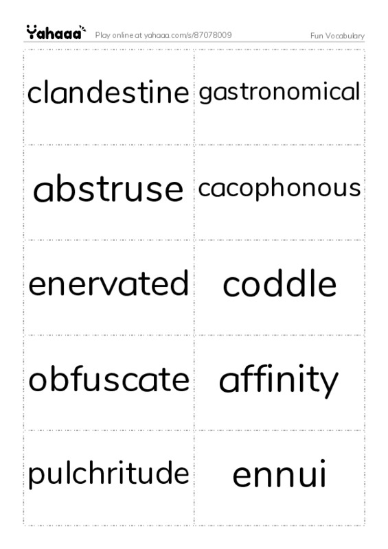 Word flashcards worksheet for Fun Vocabulary