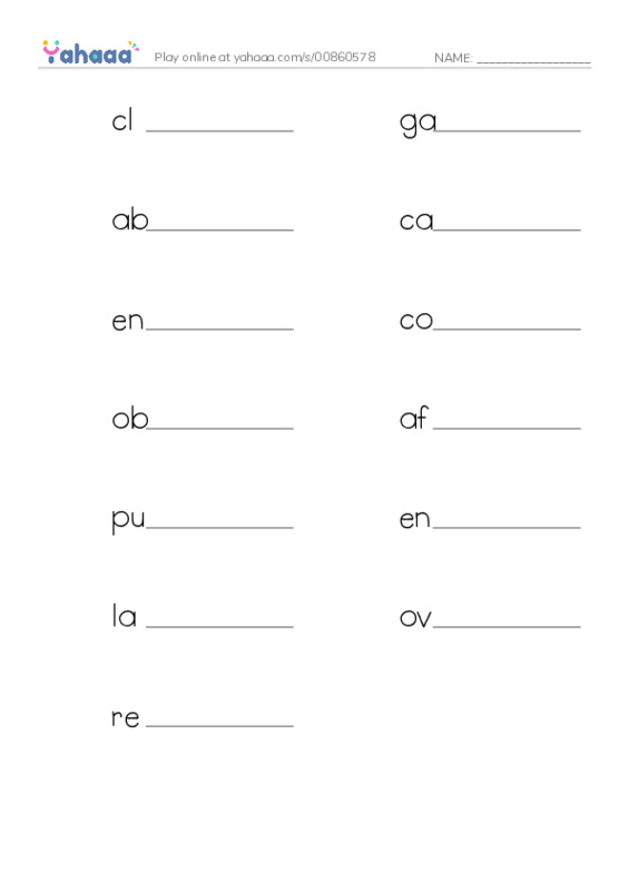 Write the word rows worksheet for Fun Vocabulary