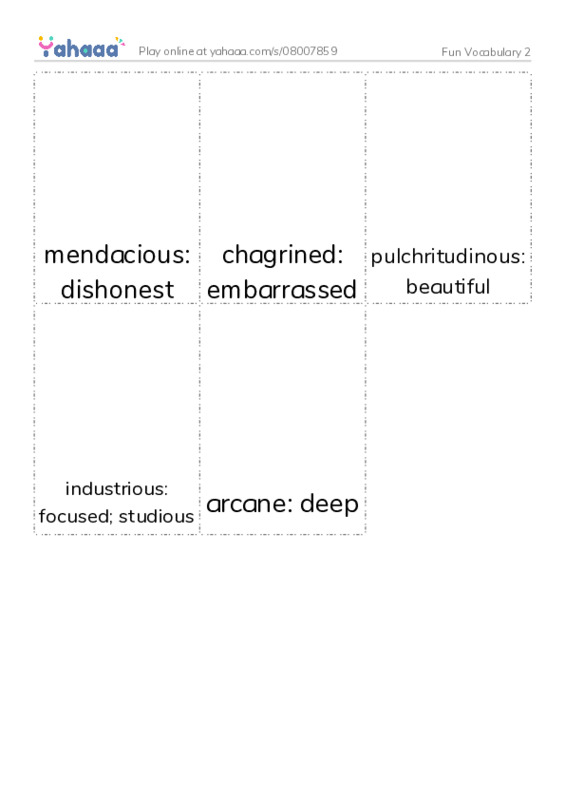 Picture flashcards worksheet for Fun Vocabulary 2