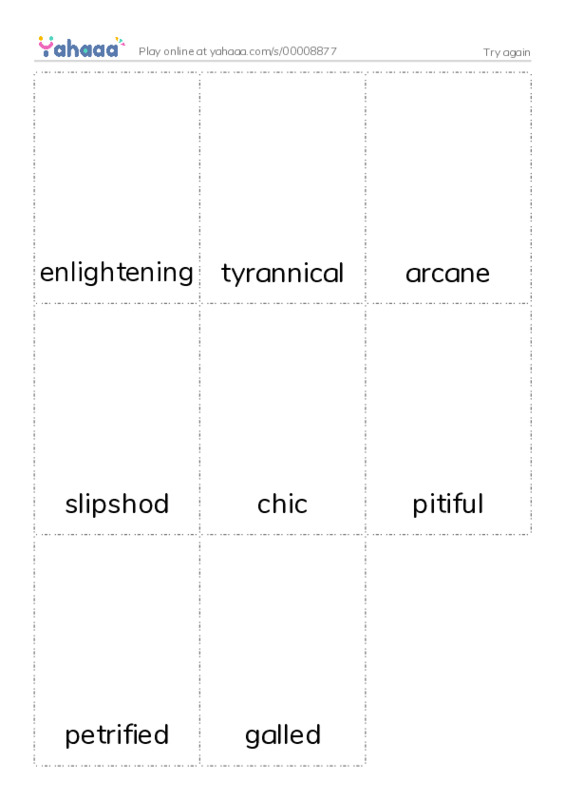 Picture flashcards worksheet for Try again