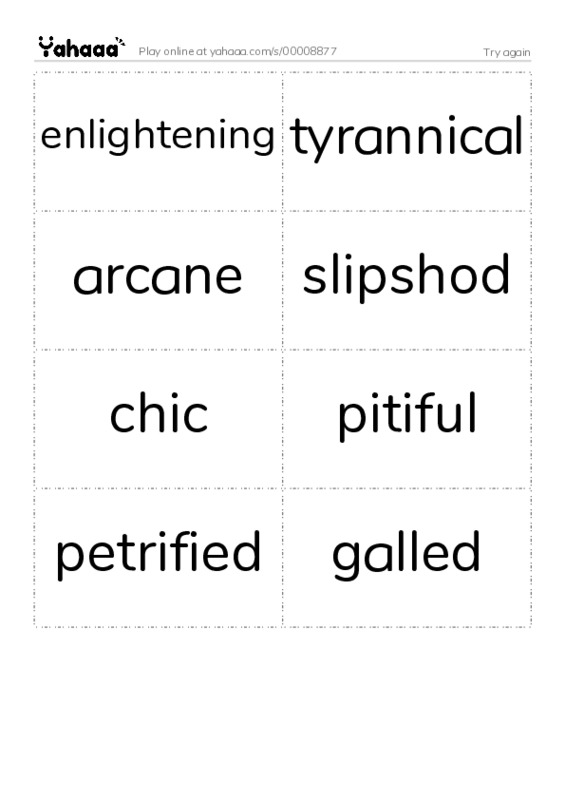 Word flashcards worksheet for Try again
