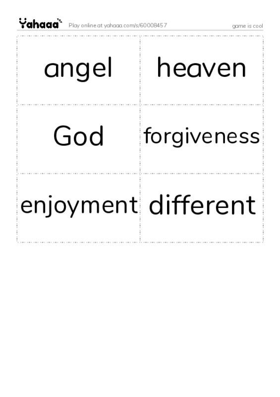 Word flashcards worksheet for game is cool