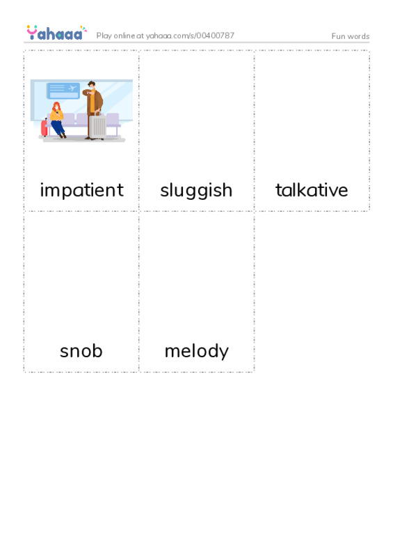 Picture flashcards worksheet for Fun words