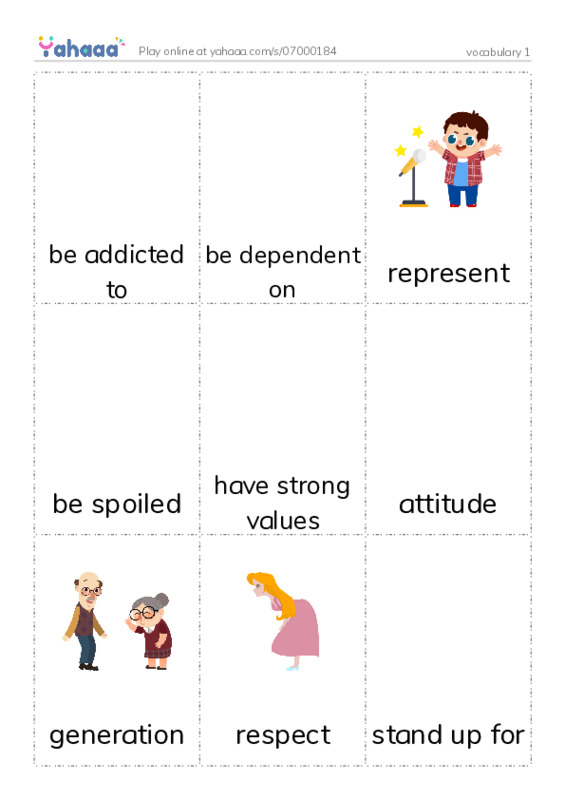 Picture flashcards worksheet for vocabulary 1