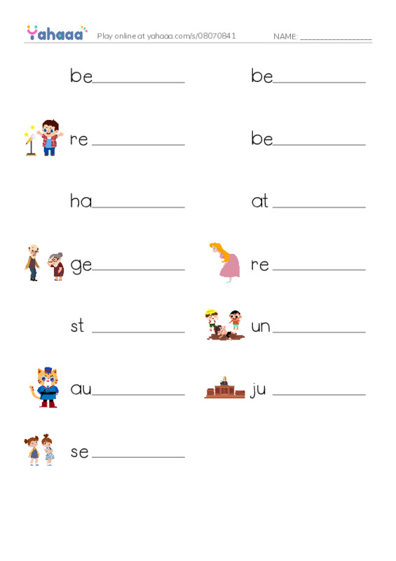 Write the word rows worksheet for vocabulary 1