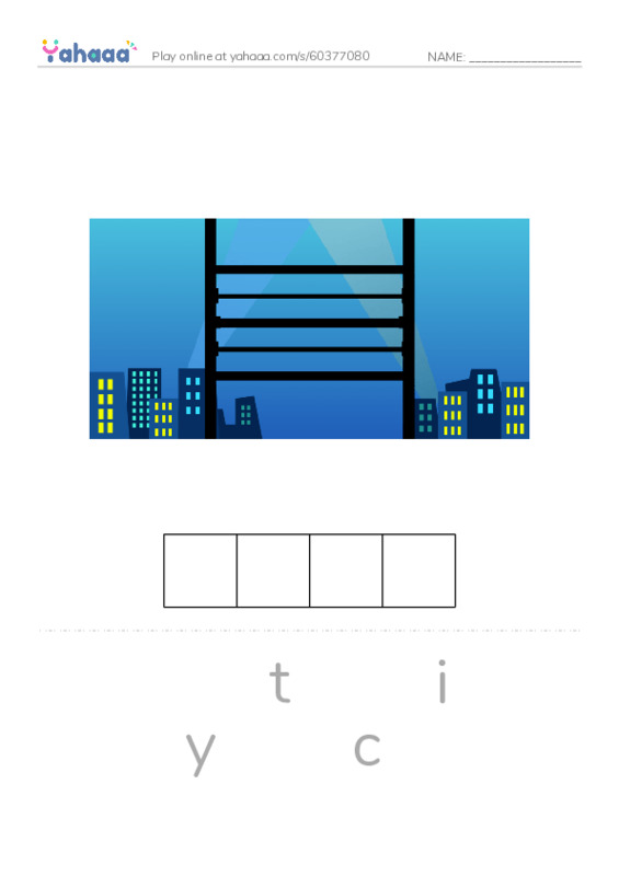 Letter scramble puzzle worksheet for city, car, street