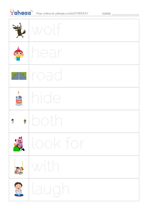 Picture and word rows worksheet for Unit 11 5th
