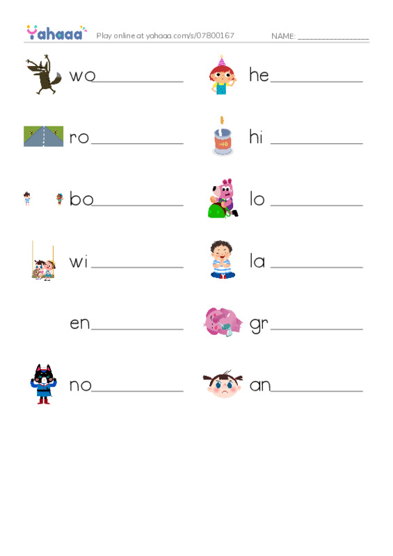Write the word rows worksheet for Unit 11 5th