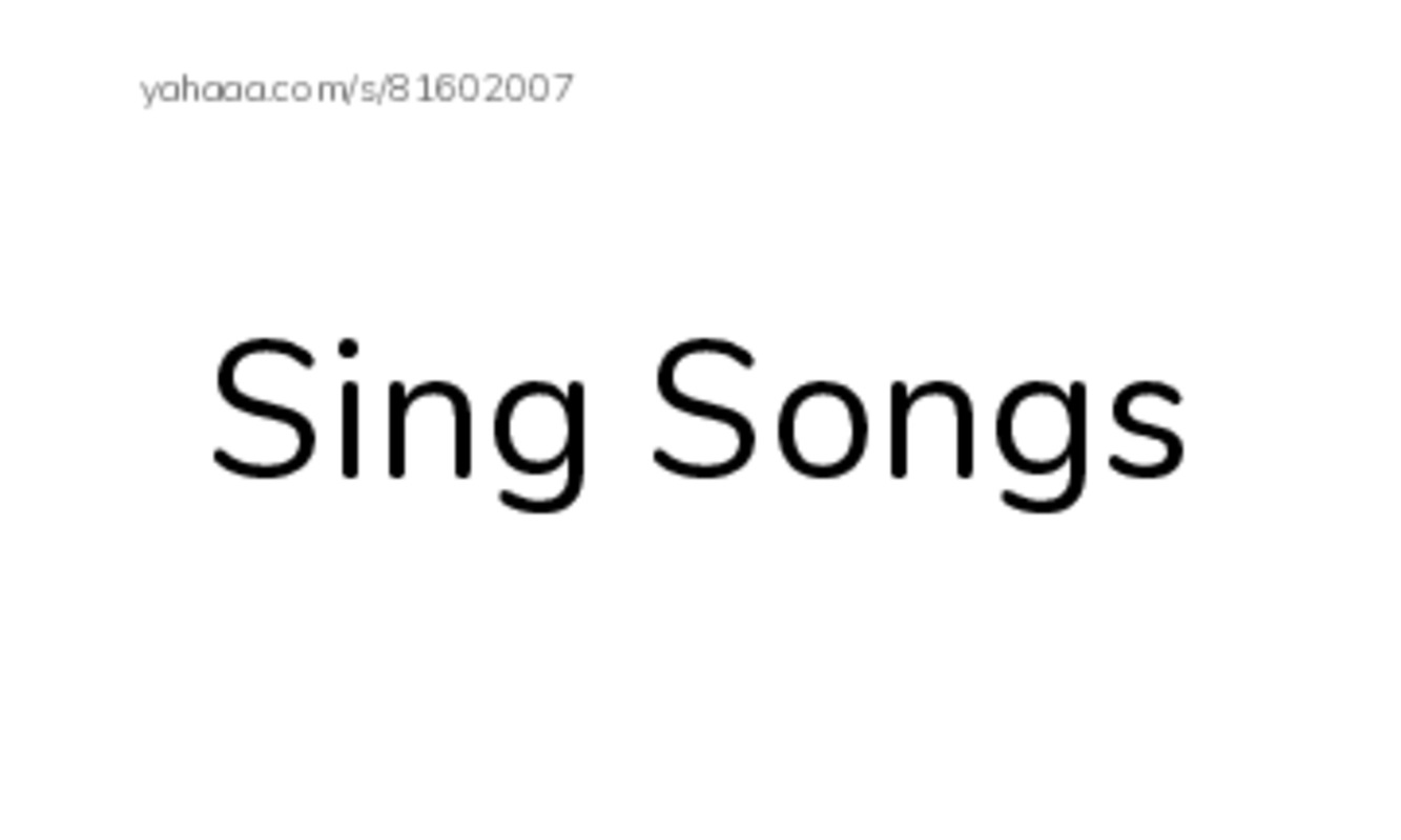 Index cards, words only worksheet for Sing Songs, song, song and 10 more