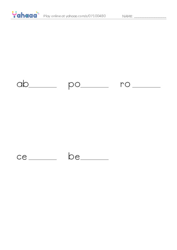 Finish the word worksheet for My App Vocab