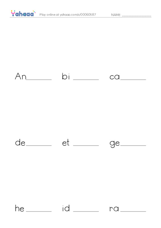 Finish the word worksheet for Studies