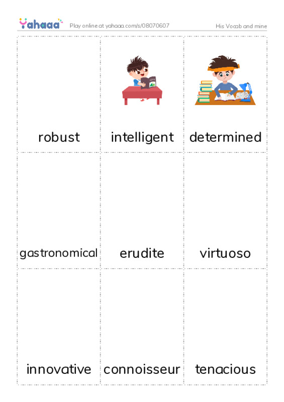 Picture flashcards worksheet for His Vocab and mine