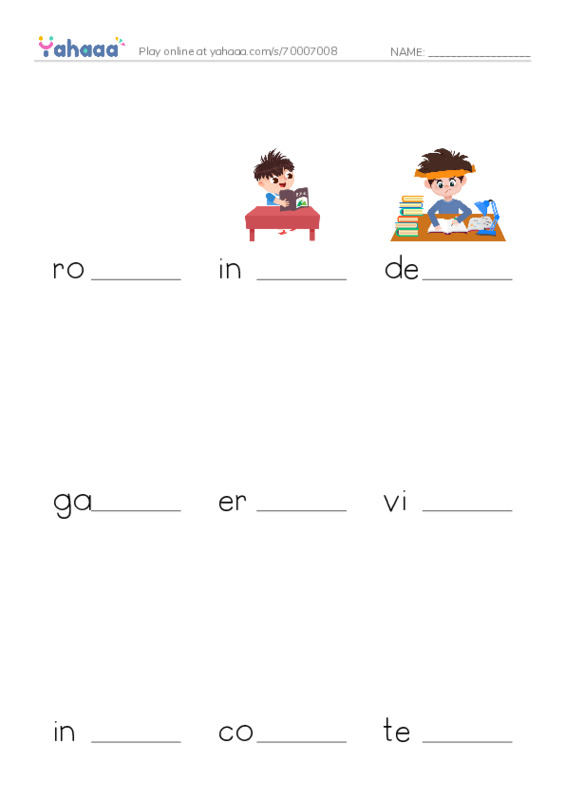 Finish the word worksheet for His Vocab and mine