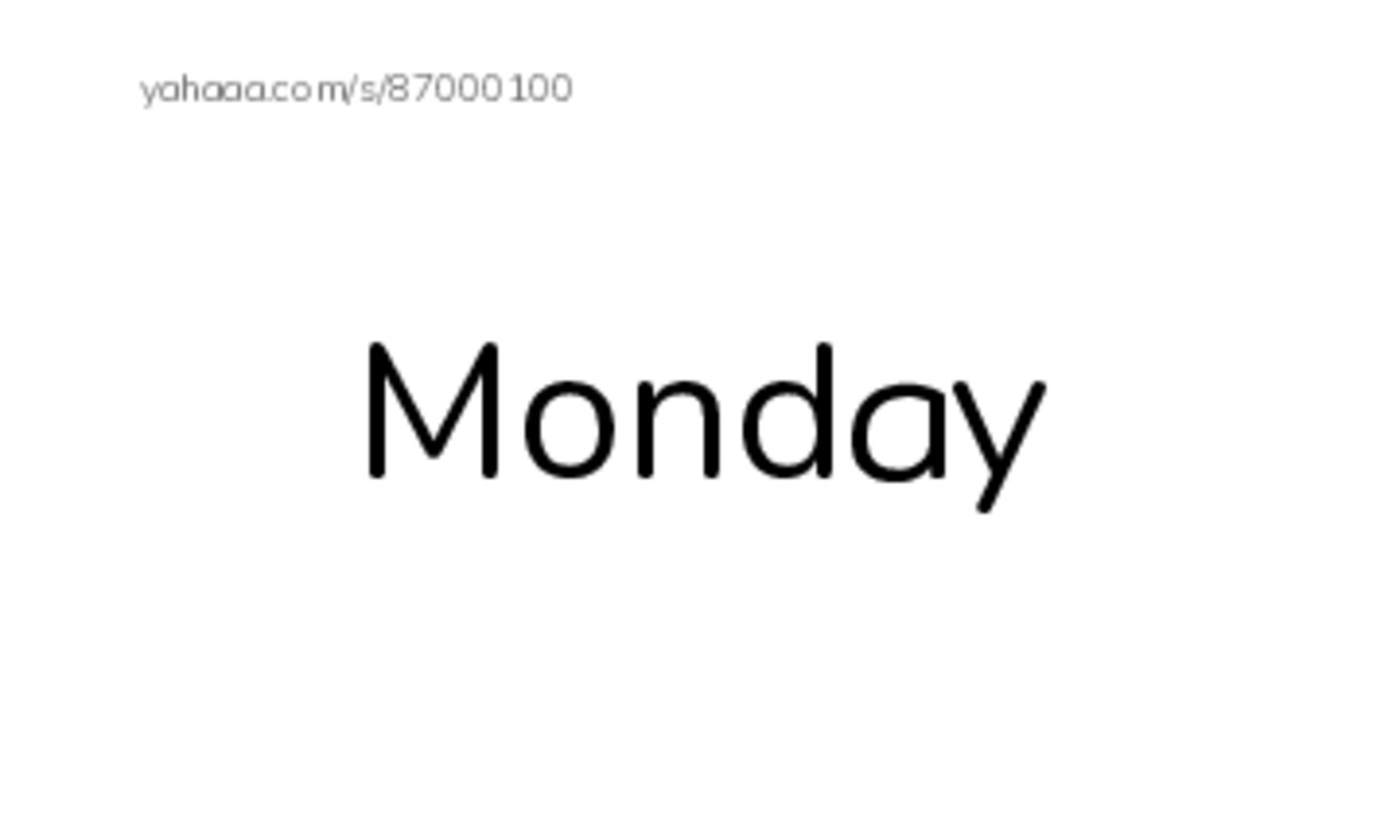 Index cards, words only worksheet for Monday, Tuesday, Wednesday and 4 more