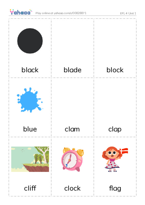 Picture flashcards worksheet for EFL 4 Unit 1