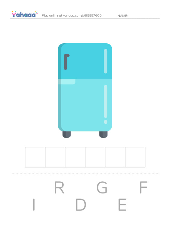 Letter scramble puzzle worksheet for Things in my room