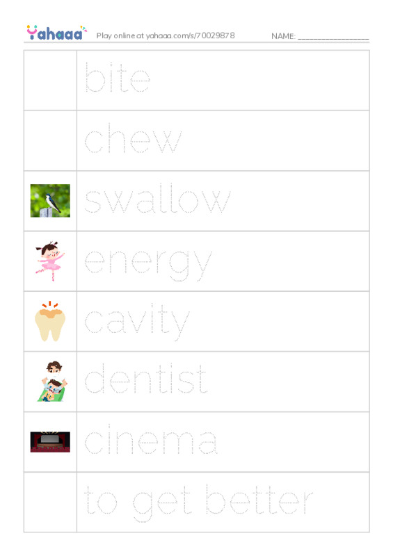 Picture and word rows worksheet for Saturday