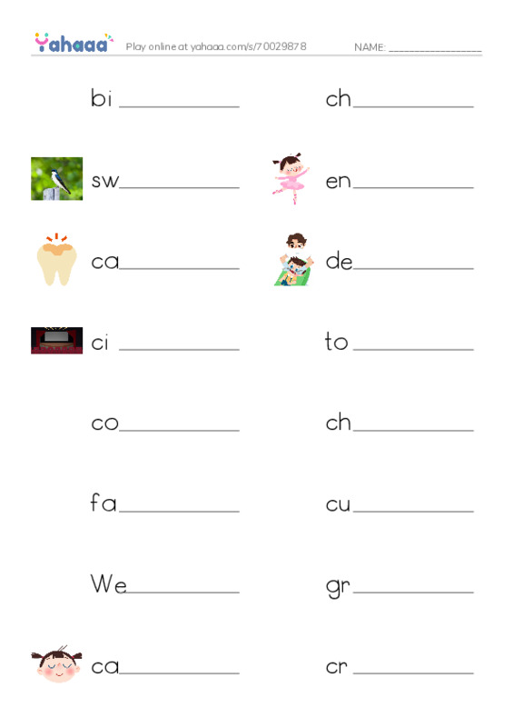 Write the word rows worksheet for Saturday