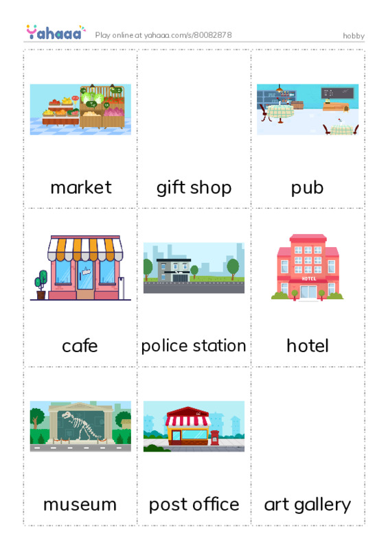 Picture flashcards worksheet for hobby