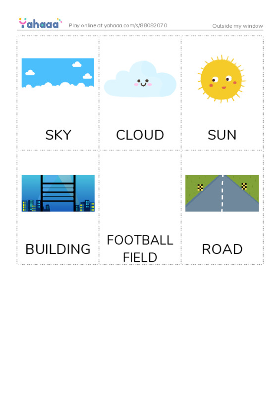Picture flashcards worksheet for Outside my window