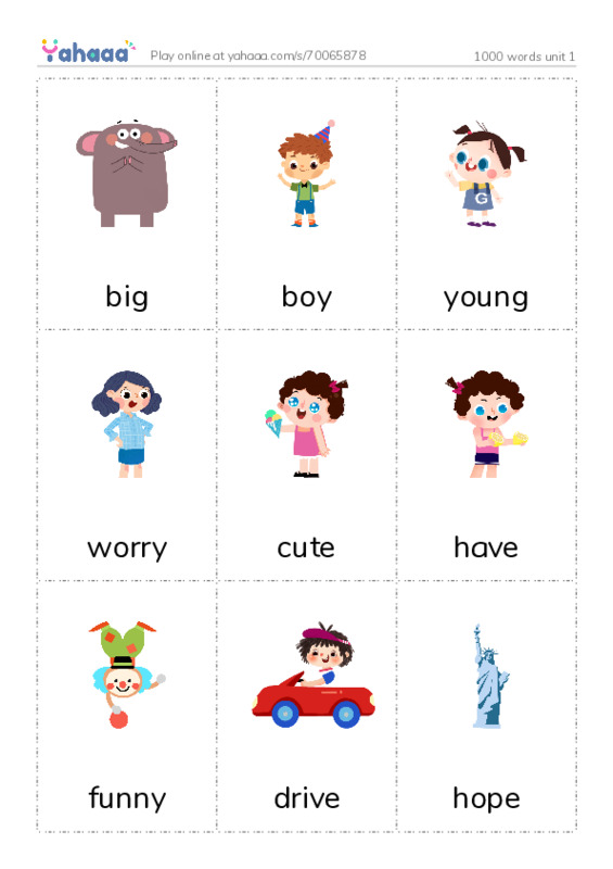 Picture flashcards worksheet for 1000 words unit 1
