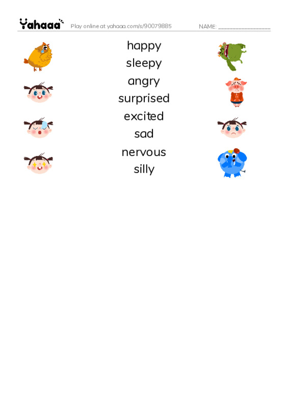 Match both sides worksheet for Emotions