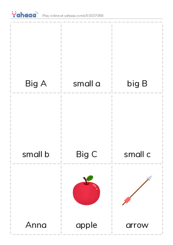 Picture flashcards worksheet for Big A, small a, big B and 12 more