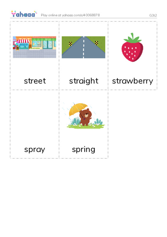 Picture flashcards worksheet for G3t2