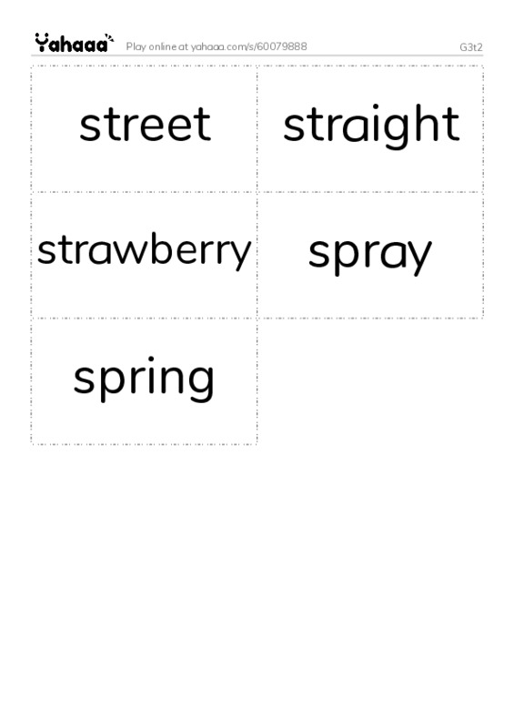 Word flashcards worksheet for G3t2