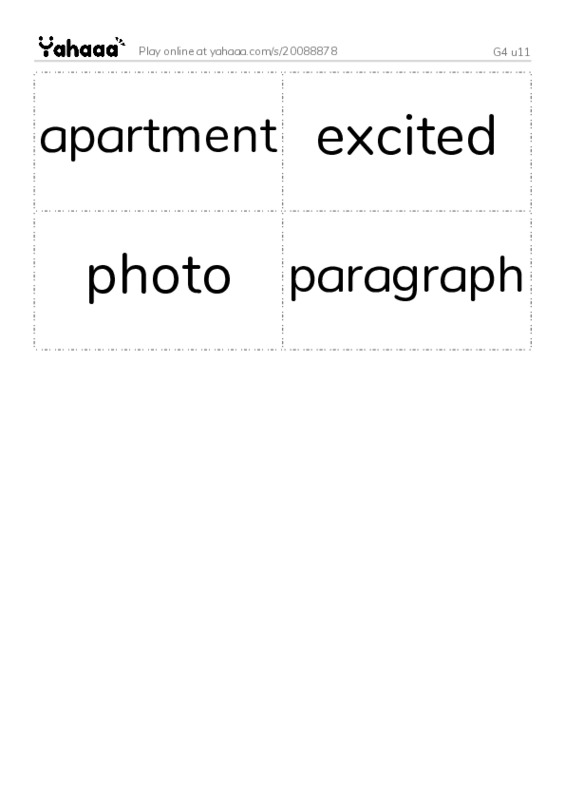 Word flashcards worksheet for G4 u11