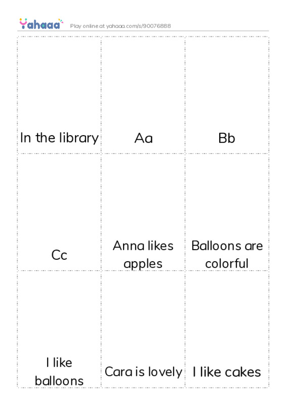 Picture flashcards worksheet for In the library, Aa, Bb and 10 more