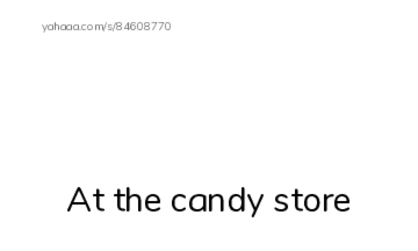 Index cards with pictures worksheet for At the candy store, Candy, I like to eat candy and 4 more