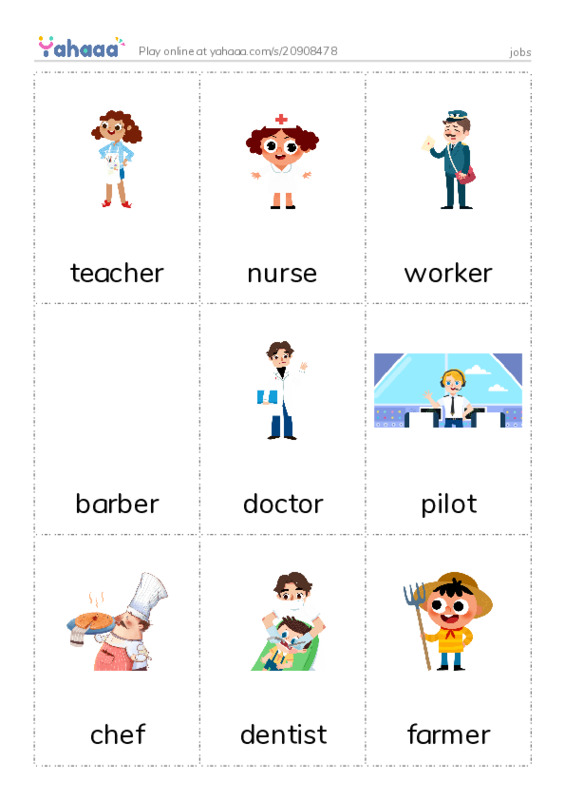 Picture flashcards worksheet for jobs