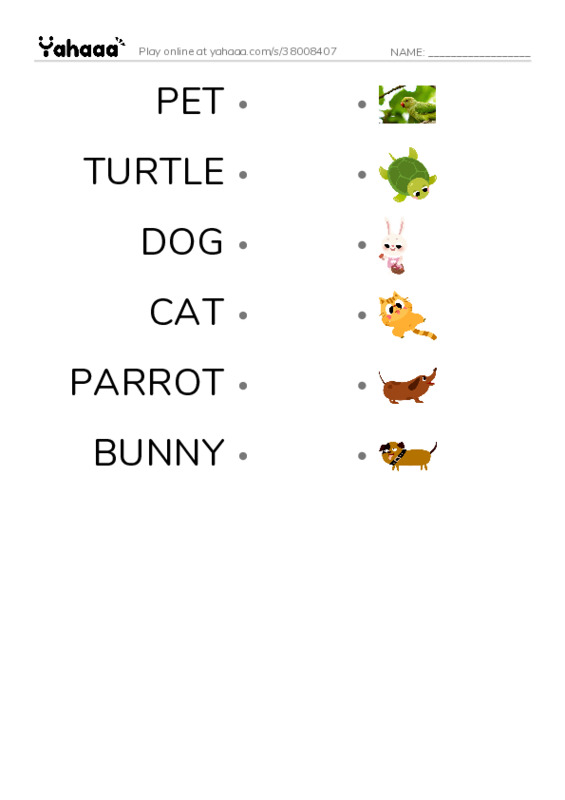 Draw a line to match worksheet for SPECIAL FRIENDS