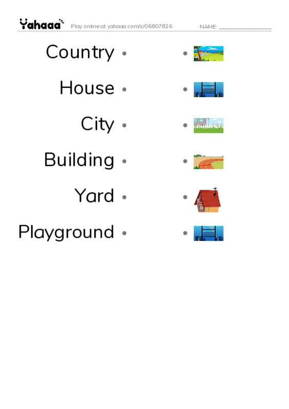 Draw a line to match worksheet for I LIVE HERE
