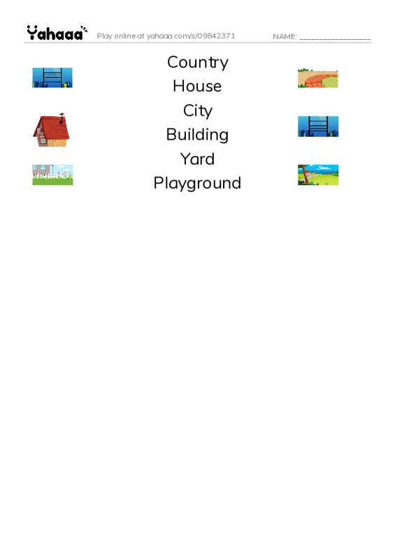 Match both sides worksheet for I LIVE HERE